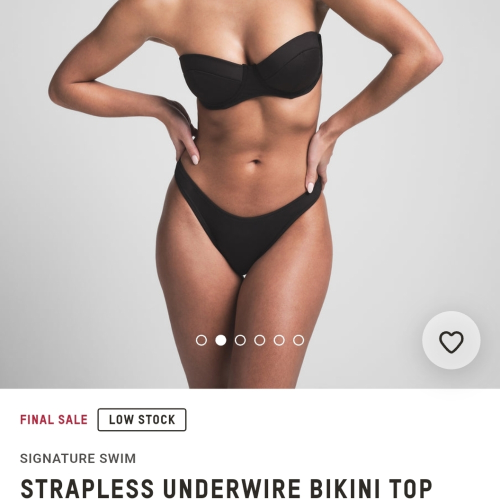 SKIMS Black Strapless Underwire Bikini Top